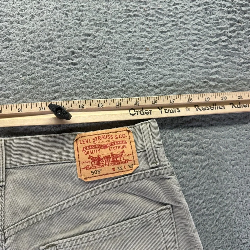 Vintage Levi's 505 Pant Mens 32x30 Gray Cotton Corduroy Chino Straight Business
